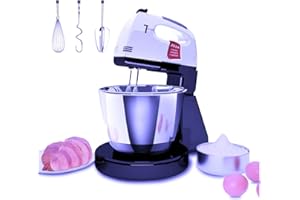 KISEELY Küchenmaschine, Knetmaschine mit Edelstahl-Rührschüssel, 7-Geschwindigkeiten Einstellung Knetmaschine mit Rührhaken, Knethaken, Schlagbesen (HU2)