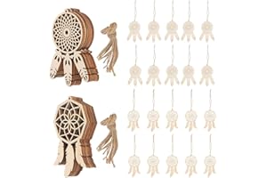 HAPIVIDA Kits de Capteurs de Rêves en Bois Bricolage, Mini Ornements Muraux Décoratifs Suspendus Attrape-Rêves Artisanat pour Les Décorations de Chambre à Coucher de Filles à La Maison (20Pcs)