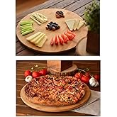 Deconox 36cm D&ouml;nerli Bambu Yuvarlak Pizza ve Sunum Tepsisi, 360 Derece D&ouml;nebilen Kahvaltı Sunum, Pizza Sunum ve B&ouml;rek Sunum T