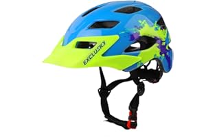 Casco Bici Bambino, Exclusky Casco Bici Bambina Casco MTB Enduro con Visiera per BMX Skateboard Scooter Monopattino Roller Ciclismo 50-57cm (5-13 Anni)