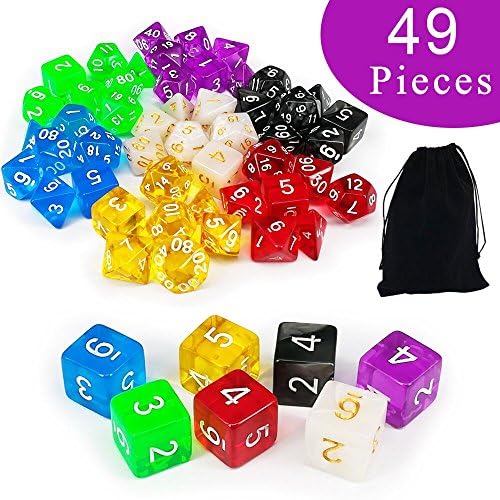 iNeith Polyhedral Dice 7 x 7 49pcs for Dungeons and Dragons DND RPG MTG Table Games d20 d12 d10 d8 d6 d4
