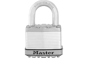 MASTER LOCK Cadenas Très Haute Sécurité [A Clé] [Acier Laminé] [Extérieur] M5EURD - Idéal pour les remises, les garages, les clôtures et les portails, Argent, 50 mm