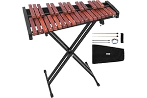 VEVOR Glockenspiel Diatonico Xilofono, 32 Note, Strumento a Percussione Professionale in Legno, con Supporto Regolabile in Altezza 4 Bacchette, Borsa per Trasporto, per Insegnamento Musicale