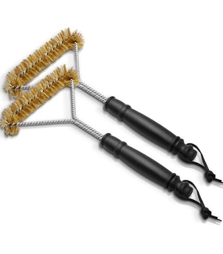 Messingbürsten-Set – 2 Stück, Mit Gebogenem Kunststoffgriff – Für Grill, Gusseisen, Rost & Schweißschlacken – 24 Cm
