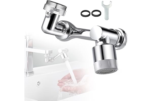 Aérateur de Robinet 1080°,Pulvérisateur de Robinet de Cuisine/salle de bain à,avec 2 Modes de Pulvérisation,Tête de Pulvérisation pour Robinet d'Évier en Laiton Massif (Chrome)