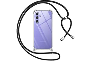 Pnakqil Funda para Samsung Galaxy A54 5G con Cuerda, Carcasa Transparente Silicona Colgar Collar Correa de Cuello Cadena Cordón para Samsung A54 5G 6.4" Fundas, Negro