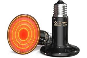 GlowUp 100W E27 Bombilla Cerámica de Calor, Bombilla de Calor para Terrarios de Reptiles con Cero Emisión Lumínica,Ideal para Cría Profesional de Lagartos,Serpientes,Tortugas,Pollitos,Pack de 2