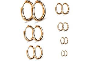 GANMFOYC 7 pairs of stainless steel hoop earrings, nasolabial rings, male and female small cartilage hoop earring accessories, 8mm, 10mm, 12mm, 14mm, 16mm, 18mm, 20mm