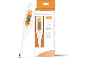 Femometer Thermomètre Médical pour Adultes, Thermomètre pour Fièvre, Thermomètre Oral pour Température sous Les Aisselles pour Adultes et Enfants, Rapide et Précis, Commutable C/F, Orange