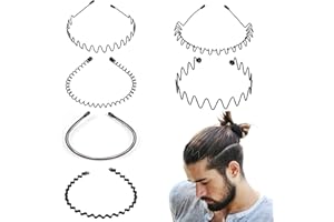 ‎HUANMIN 6PCS Unisex Metall Haarband, Schwarz Welle Haarreifen Damen Herren, Haarband für Männer Frauen, Outdoor jungs Sports Yoga Elastische Rutschfeste Haarreifen Haarschmuck