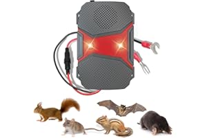 YUCEN outdoor 12V Ultrasonic Car Mice Repellent with Flash,Anti-Martor Repellent for Car,Garage,Instant and Long-Term Marten Protection in the Engine Bay,LED flashing light marten scare defence