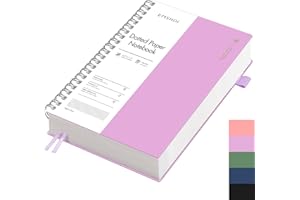 ‎EMSHOI EMSHOI Notizbuch A4 Gepunktetes, Bullet Dot Journal, Spiral-Notizbücher 300 Seiten/150 Blatt, 100 gsm Dickem Papier, PVC Hardcover, für Damen, Herren, Büro, Schule, Schreiben, 21.5 x 27.9 cm - Violett