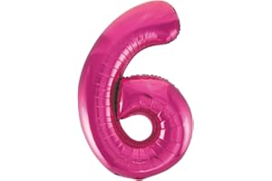 UNIQUE Pink Number 6 Shaped Large Foil Balloon (86cm) 1 Piece - Perfect for Birthday Parties and Special Events
