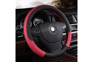 Pahajim Funda Volante Coche Universal Protector Volante Coche de Cuero PU Steering Wheel Cover Transpirable Antideslizante 37-38cm para Hombres y Mujeres