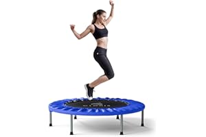 CLORIS 91,4 cm faltbares Fitness-Trampolin, maximale Traglast 77 kg, Rebounder mit verstellbarem Schaumstoffgriff, Indoor/Outdoor, Fitness-Körperübung (Blau)
