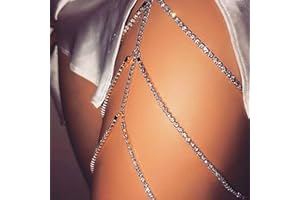 Yienate Boho Leg Chain Personalized Leg Chain Rhinestone Thigh Chain Body Chain Body Accessories (Silver)