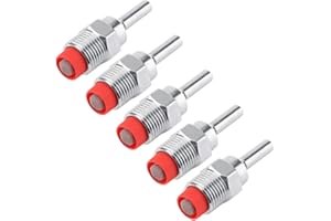 SMANDY Pig Swine Hog Nippel Tränken 5 Stück Gewinde Edelstahl Automatisches Schwein Nippel Drinker Feeder Nippel Fontänen Trinker mit roter Kappe Lange Stange für Sauen Ferkel Trinkwasser