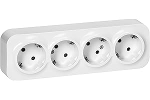 Miratic Enchufe Pared Schuko Toma de Corriente Pared IP20 Enchufe de Superficie Blanco 16A/230VAC Duradero y Seguro para Uso Doméstico y Comercial