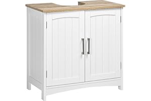 kleankin Mueble para Debajo del Lavabo Armario de Suelo para Baño de Madera con 2 Puertas y Estante Interior Ajustable Estilo Moderno Carga 40 kg 60x30x60 cm Blanco