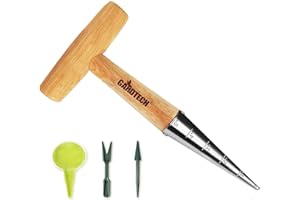 Gardtech 4pcs Blumenzwiebel pflanzholz Werkzeuge zwiebelpflanzer mit Kalibrierung pflanz-Set Dibber & Gabel Spender für die Gartenbepflanzung