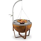 blumfeldt Fire Globe - Brasero con Parrilla, Parrilla Circular, Diámetro brasero de 60 cm, Diámetro Parrilla de 59 cm, Dimesi