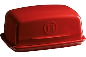 Emile Henry Butter Dish Piatto da Burro, Ceramica, Borgogna, 16.5x11.5x7.5 cm