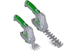 Gracious Gardens 2 IN 1 3.6V Cordless Hedge Trimmer Shear Built in Lithium Ion Battery, Hand Held Hedge Trimmer Cordless Hedge Cutter, with 2 Switchable Blades for Shrub, Garden, Grass and Pruning