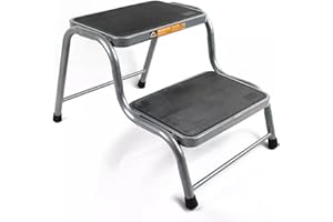 Xtremeauto Double Steel Caravan Step - Extra Large, Heavy Duty, Non-Slip, Versatile, Silver, Modern Steel Step Stool for Caravan, Motorhome, Campervan