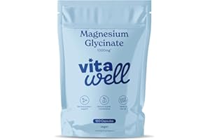 Vitawell Magnesium Glycinate 1000mg | High Strength & Highly Absorbable Magnesium Supplement for Muscle Function, Energy, Sleep & Nervous System Support| 2 Month Supply | UK Made (120 Capsules)