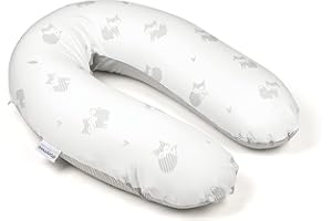 Doomoo Cuscino per allattamento e gravidanza, Buddy, 180 cm, con rivestimento in jersey di cotone biologico, con sottile imbottitura in microperle EPS, Oeko-TEX® Standard 100, Fox Grey