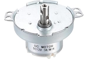 sourcing map Slow Speed Motor JS-50T Electric Motor Brushed Gear Motor, 12V DC 5RPM Motor CW/CCW D Shaft DC Motor Large Torque for 3D Printer Filament Rotating Display Stand