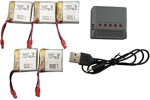 ZYGY 5PCS 3.7V 380mah Lithium Battery with Gray 5 in 1 Balance Charger for SYMA X21 X21W X26 Four-axis Aircraft Quadcopter Spare Parts Drone Battery