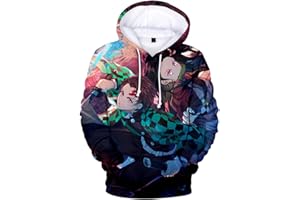 WINKEEY Sweat à Capuche Garçon Pull Animé Japonais 3D Impirmé Sweatshirt Nezuko Tanjiro Animé Cosplay pour Enfant