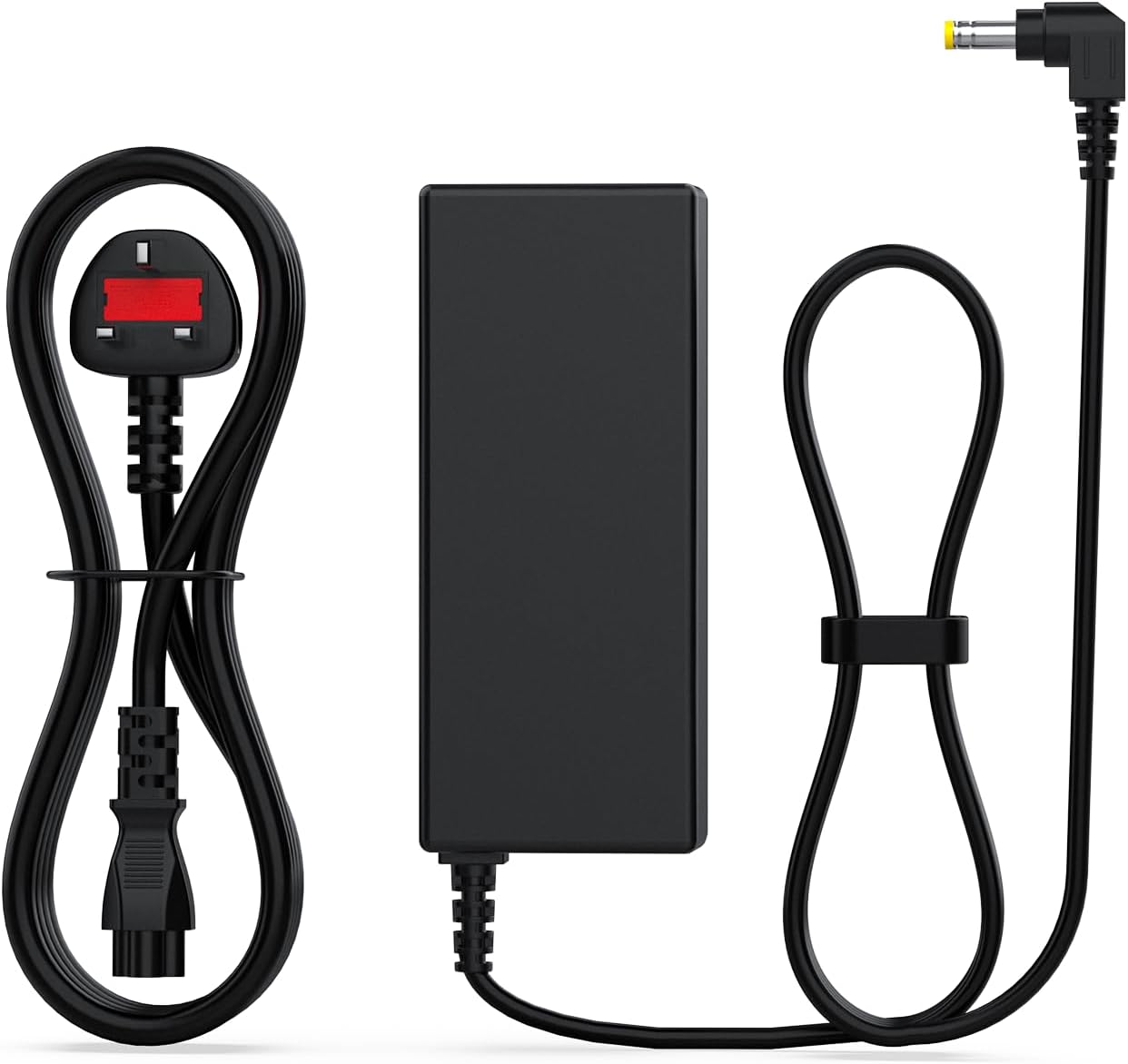 65W 19V 3.42A Power Adapter for HP Pavilion Monitors, Compatible with 24f 24fw 24fh 24ea 24es 24er 22f 22fw 27f 27fw 24mh 27mh 22cwa 22xw 27xw 25xw, 5.5x2.5mm Yellow Right-Angle Plug, UK Plug