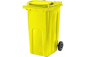 GBBSafety 240L Wheelie Bin with Rubber Wheels, Indoor or Outdoor Bin for Medical Waste, for Rubbish, PPE, Clinic Waste, UK-Manufactured, Council Waste Home Office (Yellow)