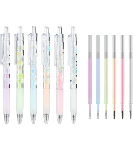 6 Penne Colla Adesiva A Secco Rapido Per Scrapbooking - Punte A Sfera 1mm, Colori Multipli (Blu/Verde/Bianco/Viola/Arancio/Rosa)