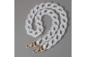 KMERCE Catena per Borsa Bianco, Tracolla per Borsa in Resina, Catena Portatile donna acrilica di Ricambio per borsetta Fai da Te, Borse a Tracolla, Pochette, Catena di telefonia mobile, Lunghezza 85cm