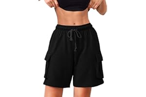 Navneet Bermuda d'été cargo pour femme - Taille haute - Longueur genou - Avec poches - Pour l'extérieur