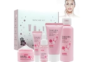 Fengyang® Kit Per La Cura Della Pelle Sakura Da 5 Pezzi Set Per La Cura Della Pelle Sakura Kit Idratante Per La Cura Del Regalo Da Donna Strumento Del Viso Con Estratto Di Fiori Di Ciliegio (5set)