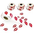 Kbraveo 3 Rolls 1200 Removable Stickers Perforated Red Lip Stickers for DIY Decorating Crafting,Red Color