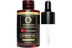 THE ORGANIC FOREST – VEGAN . PURE . NATURAL USDA Organic Rosehip Oil – 100% Pure Cold Pressed Rose Hip Oil for Face & Skin, Natural Moisturizer, Hydrating & Nourishing, Non-Greasy, for All Skin Types – Rosehip Seed Oil