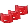 Eco Shopee SHOPPING SIMPLIFIED Sturdy & Lite Weight Portable Folding Plastic Paper Stool for Train Subway Camping Hiking Fishing Opens Easily and Easy to Carry (Pack of 3, Red)
