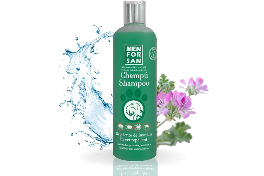 MENFORSAN Champú Repelente De Insectos Y Pulgas Para Perros 300ml, Con Citronela Ingrediente Natural
