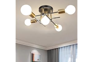 Hudi Fyier Modern Chandelier - 5 Light Industrial Vintage Style Ceiling Light for Bedroom, Kitchen, Dining Room, Loft, Office