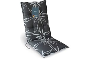 ‎LILENO HOME LILENO HOME Gartenstuhl Auflagen als [1er Set - Hochlehner] in Blume Anthrazit-Weiß - Bequeme Liegen als Sitzauflagen für Gartenmöbel - Stuhlkissen für Gartenstühle und Klappstühle