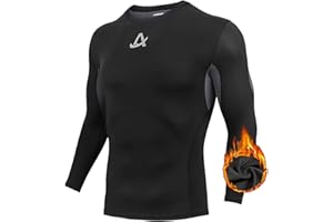 AMZSPORT Męska koszulka kompresyjna z długim rękawem termiczna koszulka sportowa warstwa bazowa na siłownię bieganie jazda na rowerze trening