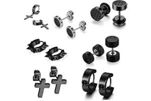 Flongo 2 Paia Orecchini con Croce da Donna Uomo Forma Fashion Stile in Acciaio Inox Regalo Natale San Valentino Multicolore