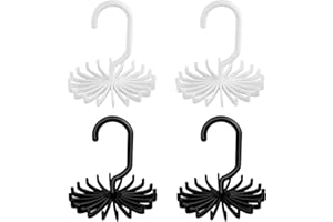 MultiValue 4 haczyki na krawaty, mini wielofunkcyjny stojak na krawaty obracany o 360°, z tworzywa sztucznego, do organizacji szali do krawata (kolor czarny + biały, 4)