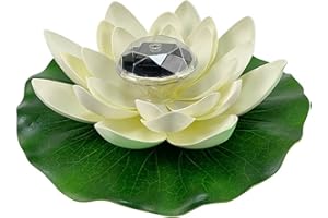 Yeehliny Lotusblüten-Licht, künstliche schwimmende Lotusblumen, Solar-Licht, Solar Lotusblüte, Pool-Licht, Schwimmender Künstlicher Lotus Laterne, Solarleuchte, Teich Dekoration (1PC-Weiß)