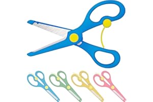 Enid Store Kinderschere ab 2 Jahre mit Sicherung | Rechts- und Linkshänder Kinder Schere mit Feder | Blau